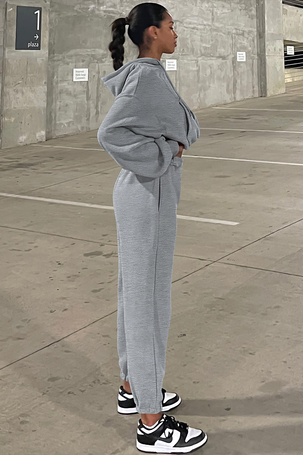 Gray Solid Drop Shoulder Hoodie and Joggers Activewear Set Dear-Lover Dropshipping