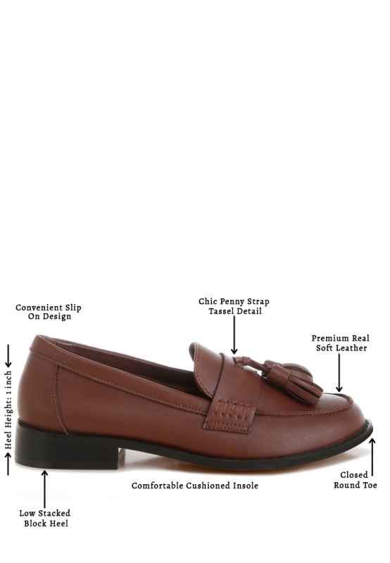 Yelena Real Leather Tassel Loafers