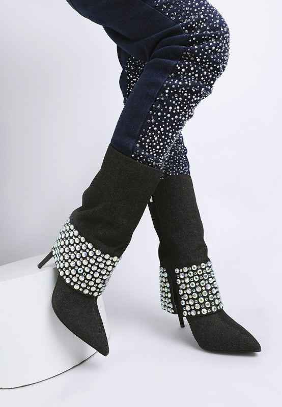 Basso Party Diamante Studded Stiletto Boots