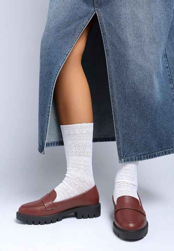 Peridot Faux Leather Chunky Loafers