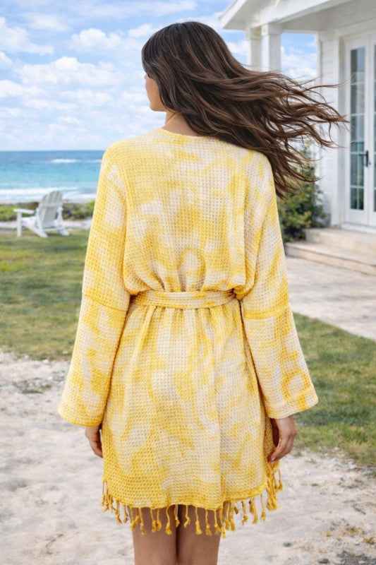 Unisex Cotton Waffle Robe, Honeycomb Weave Bath, B