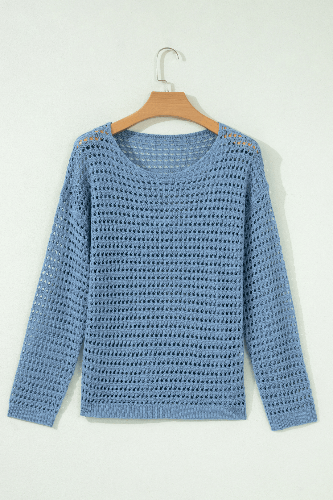 Myosotis Long Sleeve Crochet Knit Sweater Round Neck Loose Fit Casual Pullover Dear-Lover Dropshipping