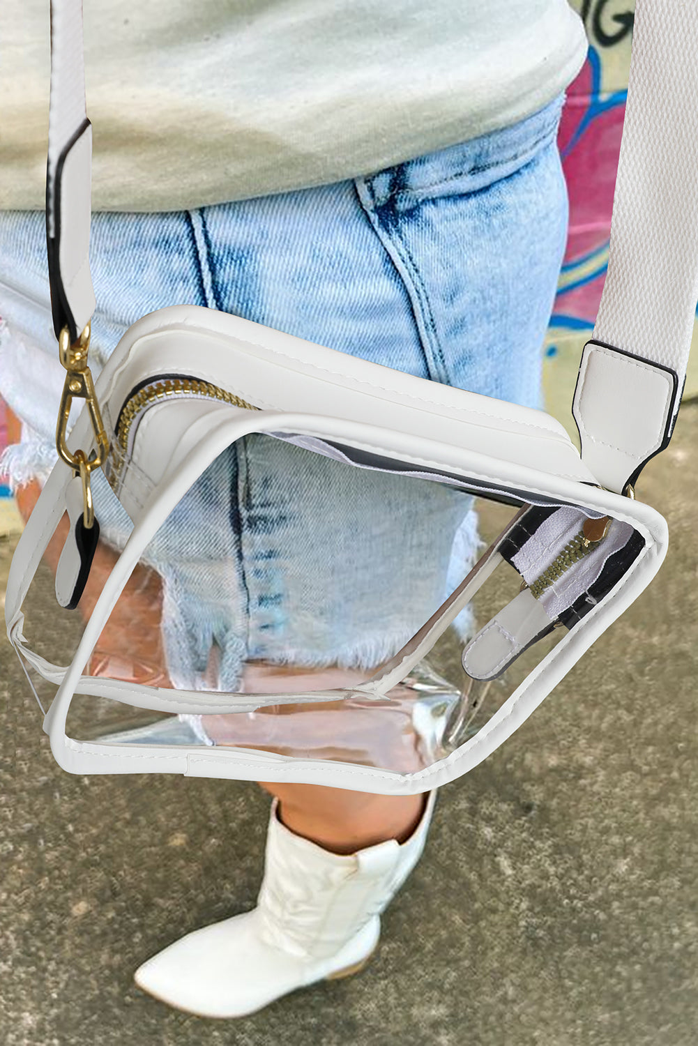 White Clear PVC Leather Strap Crossbody Bag Dear-Lover Dropshipping