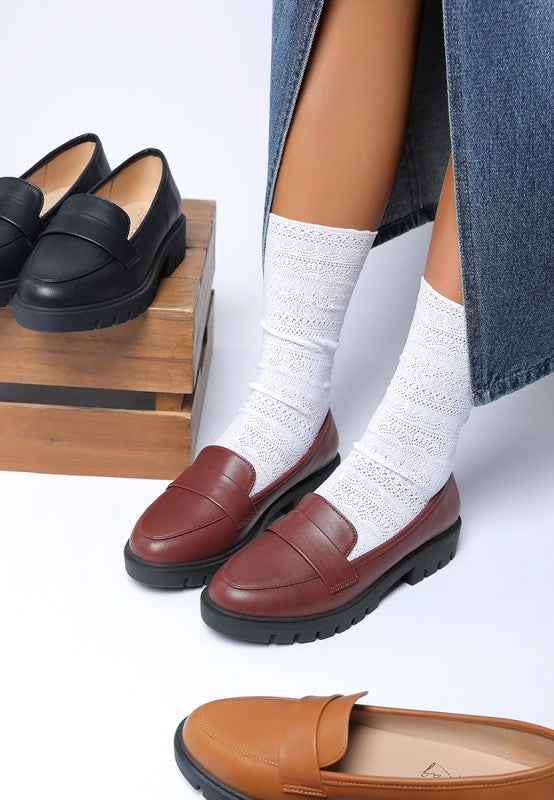 Peridot Faux Leather Chunky Loafers