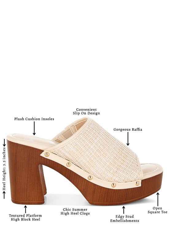Marengo Raffia Wooden Clogs