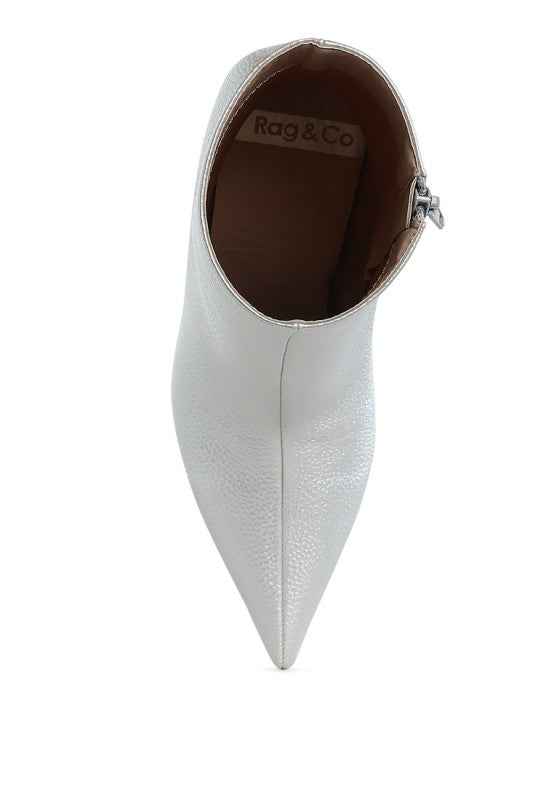 Tentia Metallic Pleather Spool Heel Boots