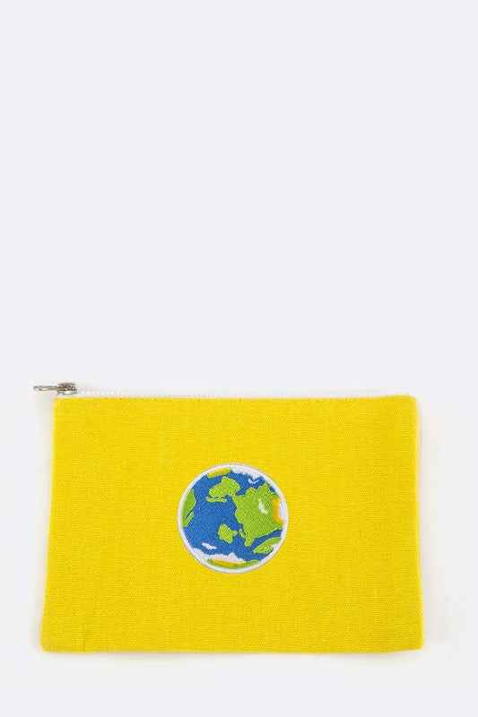 Earth Embroidery Canvas Pouch