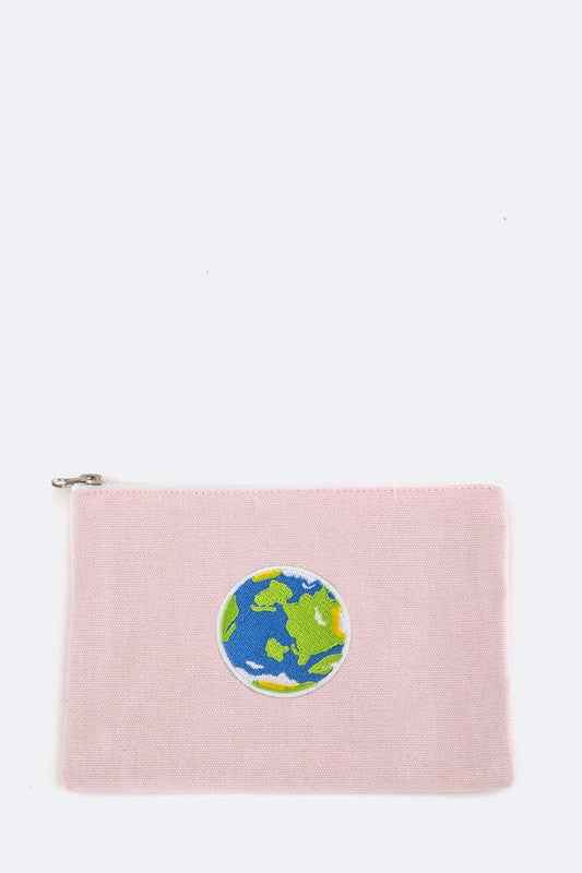 Earth Embroidery Canvas Pouch