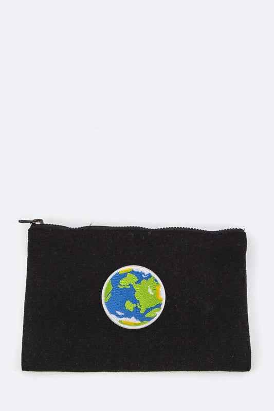 Earth Embroidery Canvas Pouch