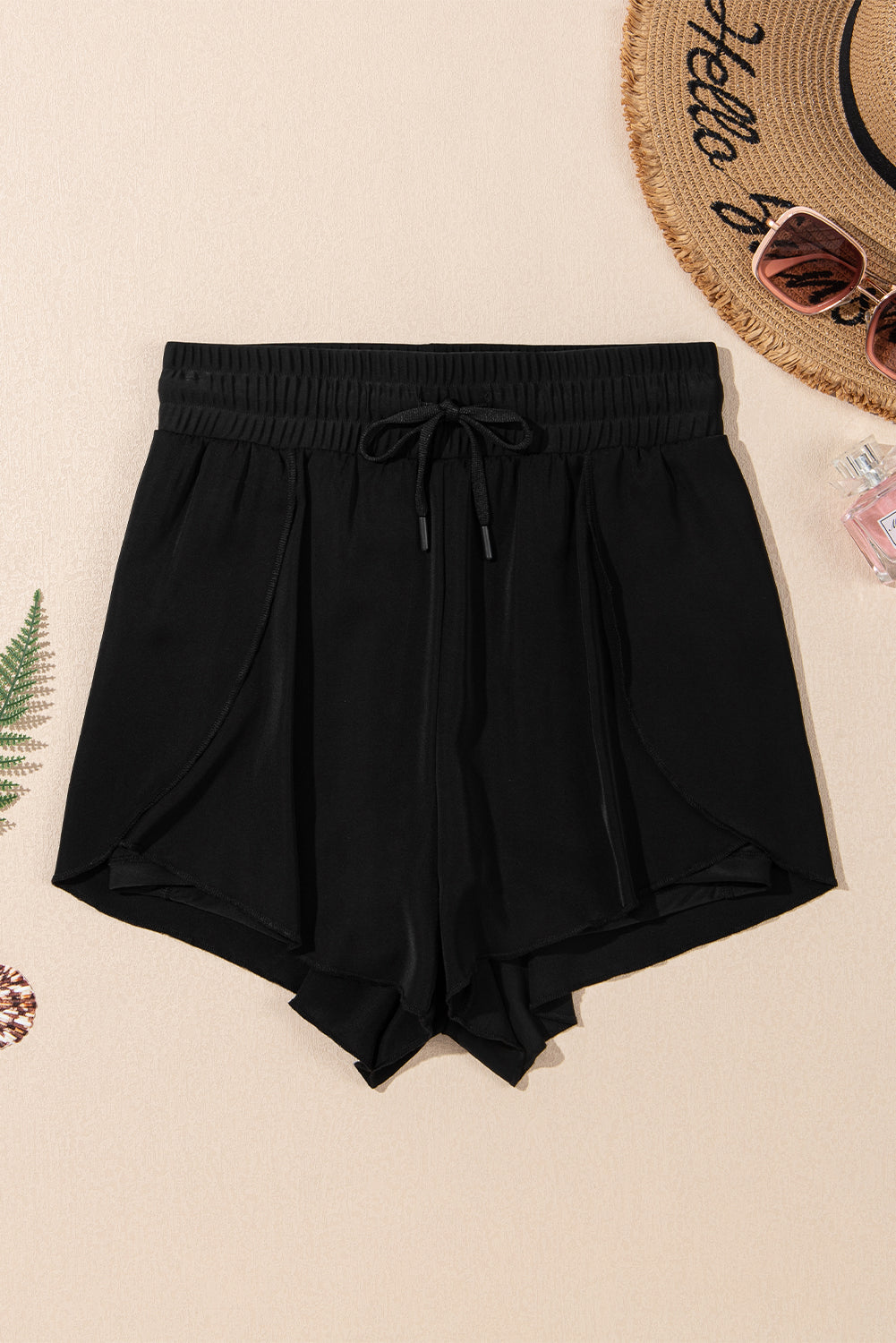 Black High Waisted Drawstring 2-in-1 Side Pocket Color Block Bikini Shorts Dear-Lover Dropshipping