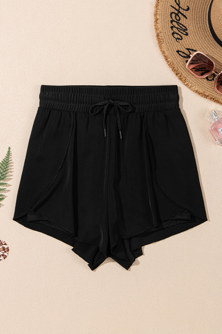 Black High Waisted Drawstring 2-in-1 Side Pocket Color Block Bikini Shorts Dear-Lover Dropshipping