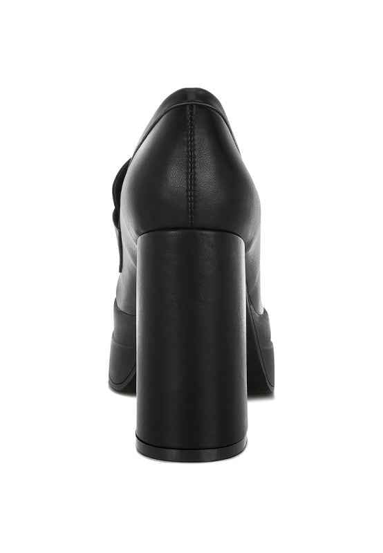 Edwina Chunky Penny Strap Heeled Loafers