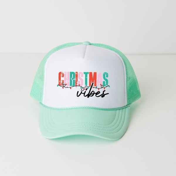 Christmas Vibes Lights Foam Trucker Hat
