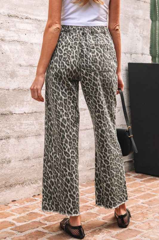 Leopard Denim Straight Leg Jeans