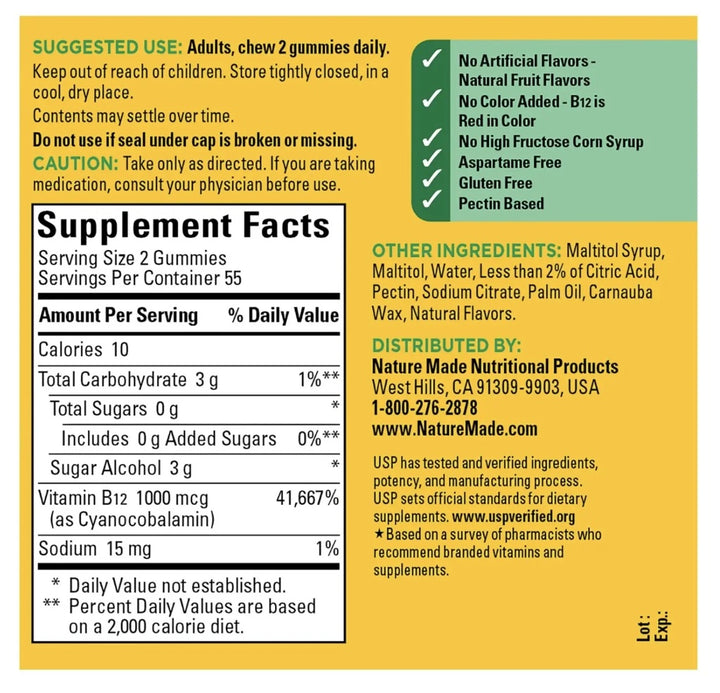 Nature Made Zero Sugar Adult Vitamin Bundle: Multi, B12 & D3 (3-Pack) AA LLC