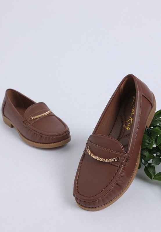 Nemunk Metallic Chain Detail Loafers