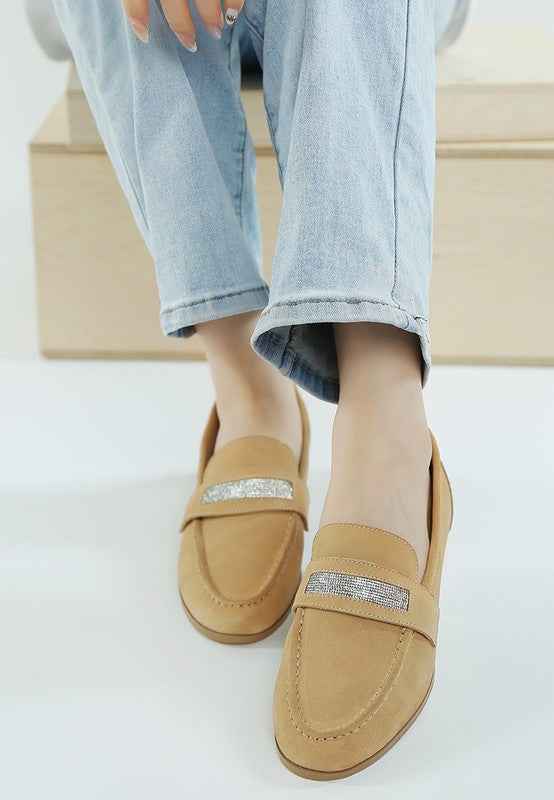 New Ode Rhinestone Penny Strap Loafers Loafers