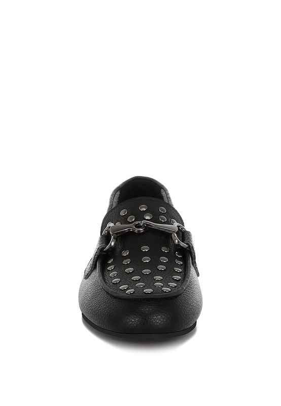 Modaha Horsebit & Embellished Real Leather Loafers