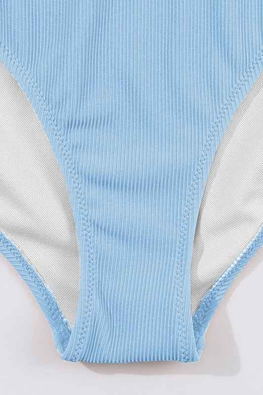 Ribbed Contrast Trim Spaghetti Strap Bikini Set