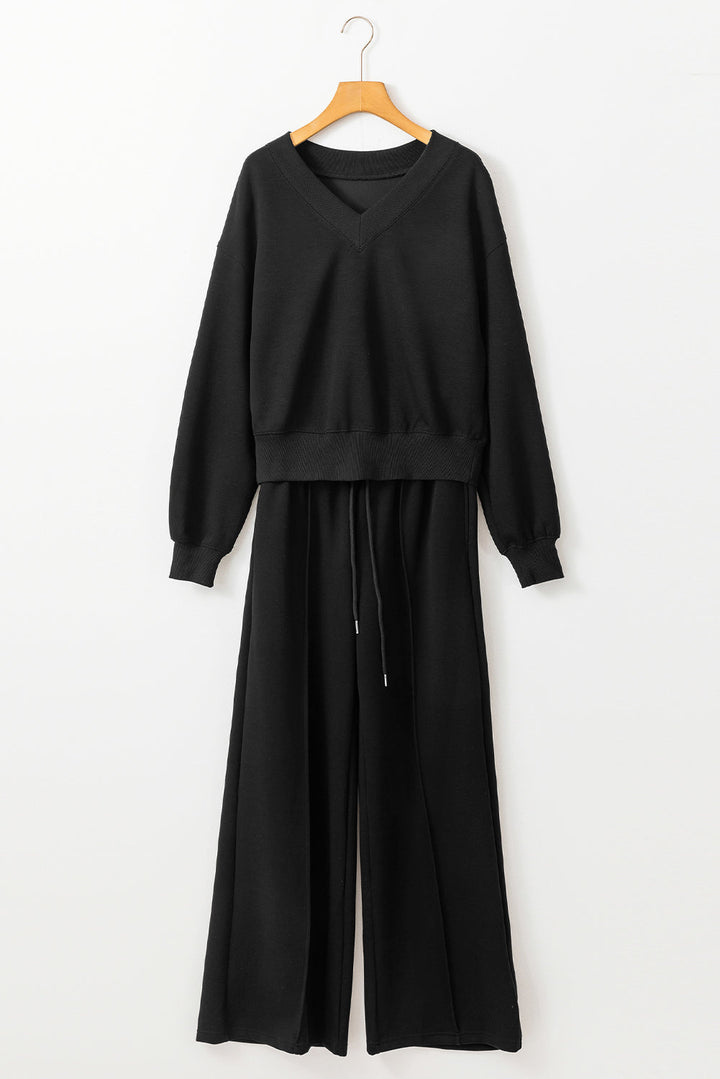 Black V Neck Cropped Seamed High Waist Sports Wear Dear-Lover Dropshipping