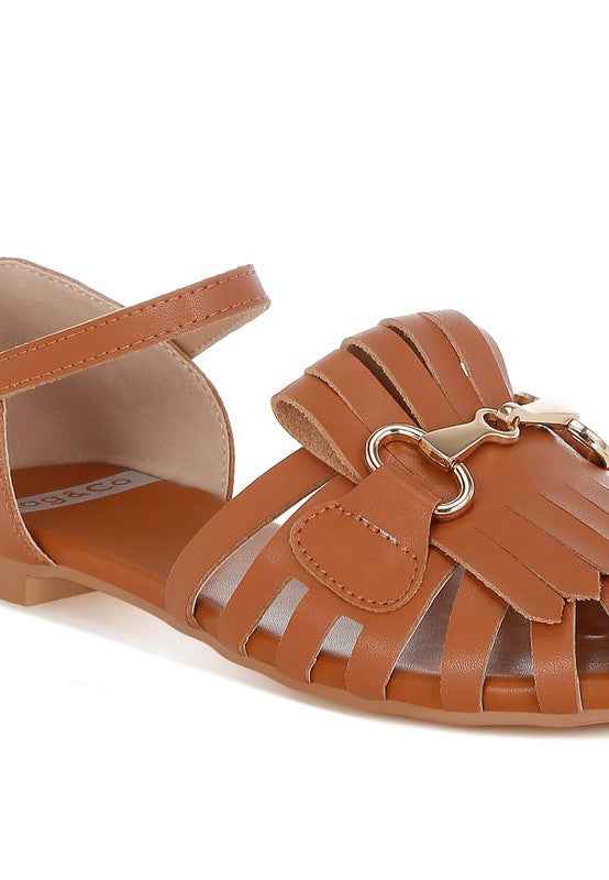 Ramita Horsebit Fringe Flat Sandals