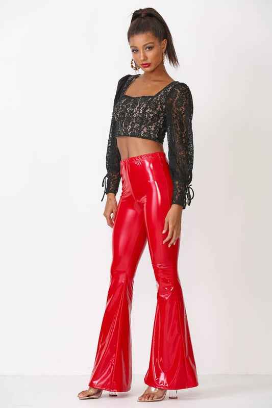 Latex Full Length Flare Pants