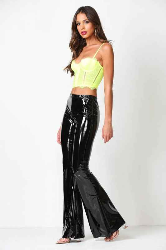 Latex Full Length Flare Pants