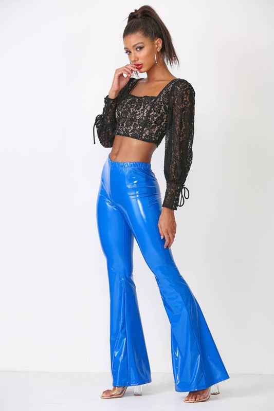 Latex Full Length Flare Pants