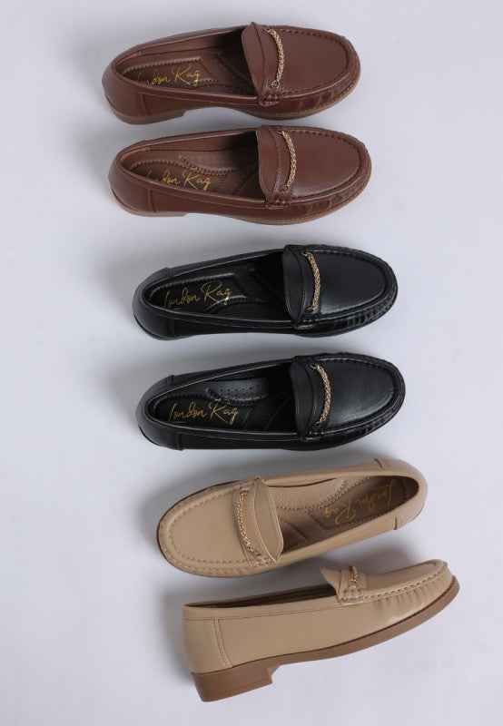 Nemunk Metallic Chain Detail Loafers