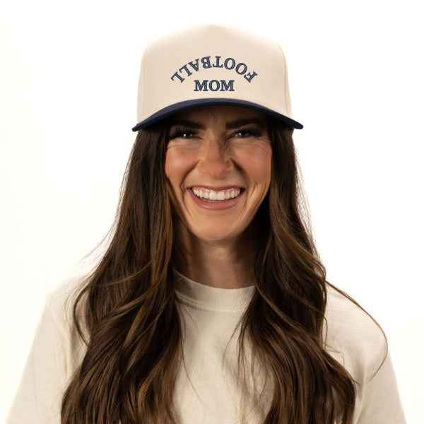 Embroidered Football Mom Upside Down Arch - Canvas Trucker