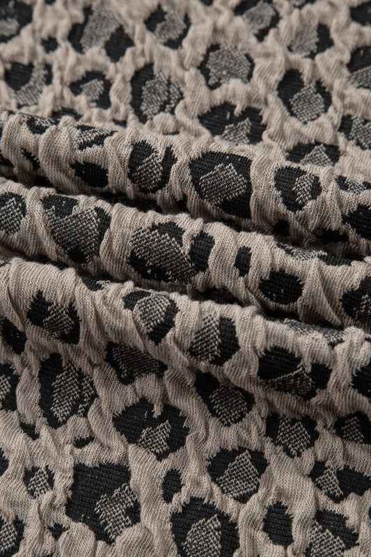 Leopard Textured Short Sleeve Jumper and Pants Set