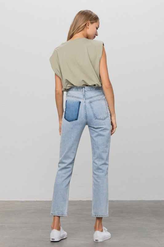 High Waist Ripped Tapered Jeans