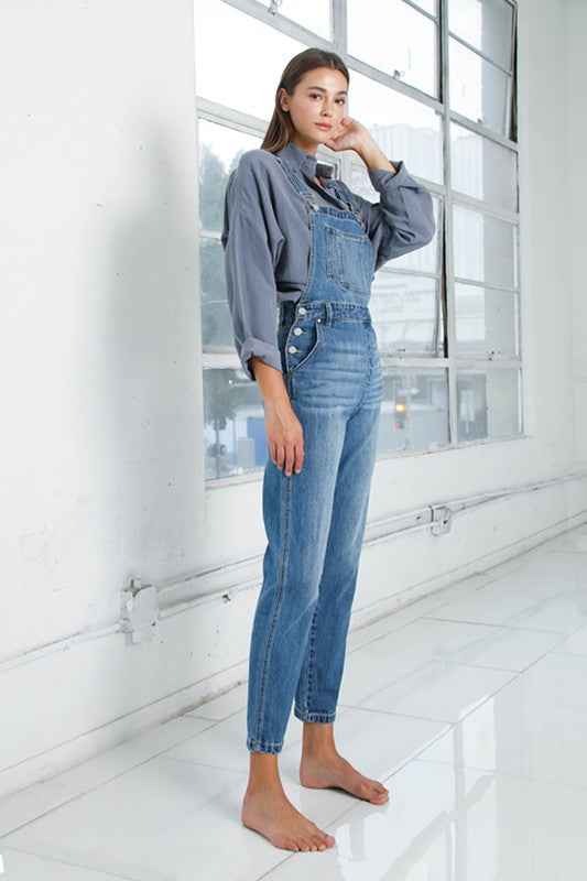 Pocket Detail Denim Overall Jumpsuit