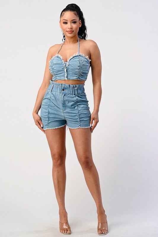 DENIM 2PC SHORT SET
