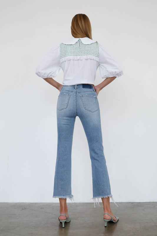 HIGH RISE CROP BOOT CUT JEANS