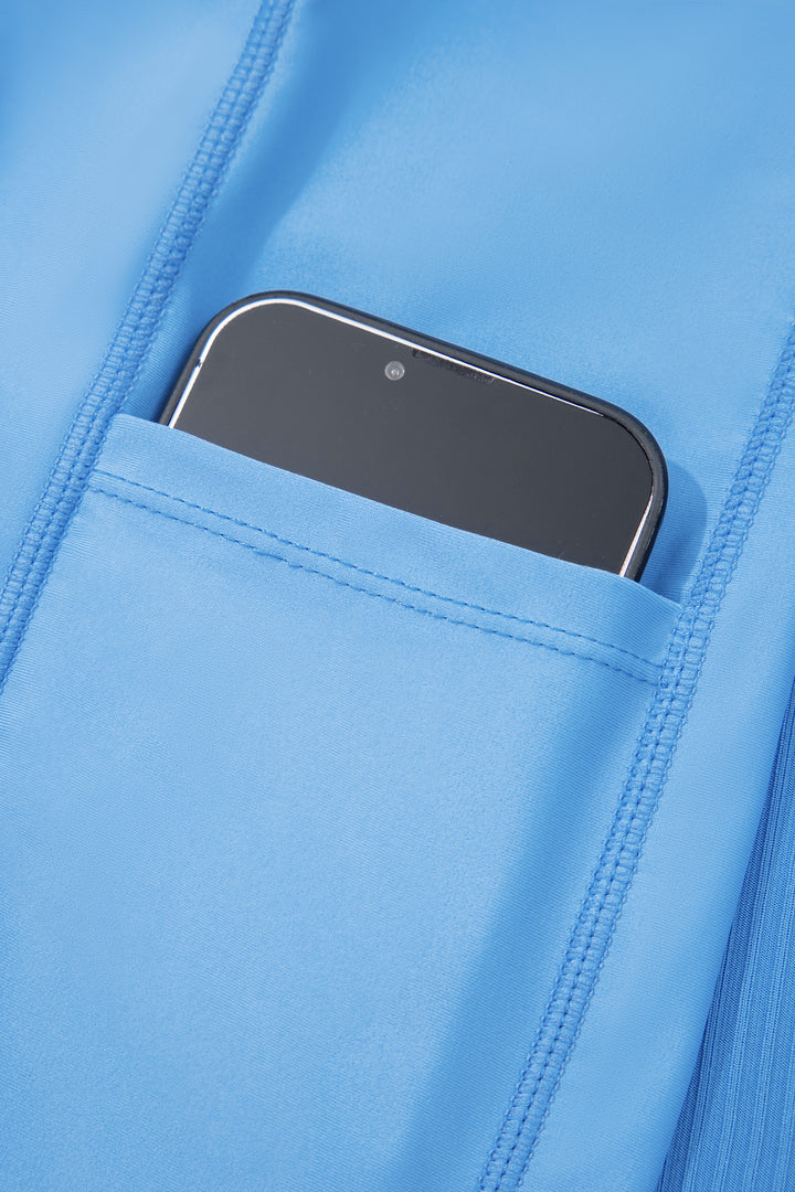 Dusk Blue Color Block Edge Ribbed Pocketed Lined Swim Dress Dear-Lover Dropshipping