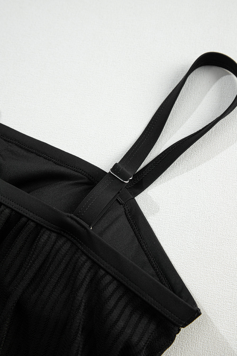 Black Striped Mesh Knotted Hem Tankini Swimsuit Dear-Lover Dropshipping