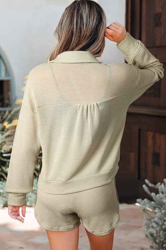 Dulce Parchment Textured Long Sleeve Lounge Set