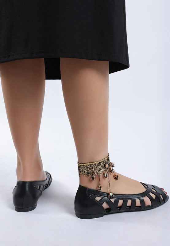 Moira Woven Peep Toe Flats