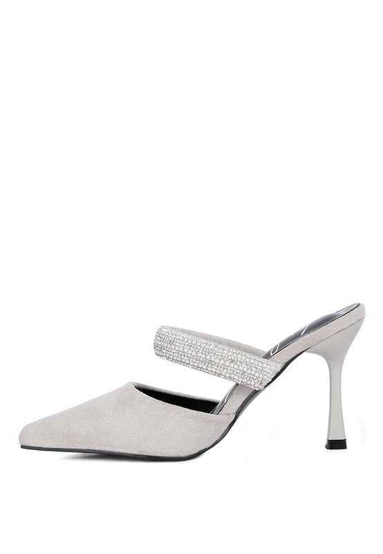 Fauci Diamante Strap Heeled Mules