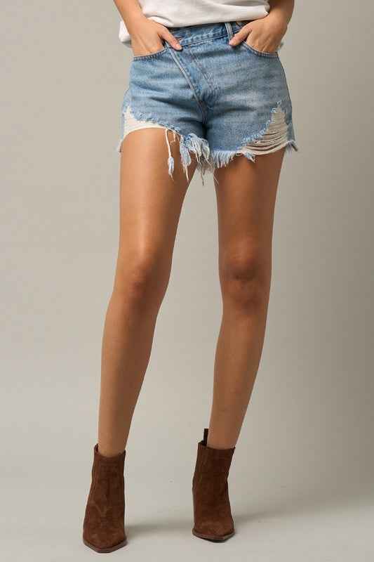 CROSSOVER PREMIUM DENIM MOM SHORTS