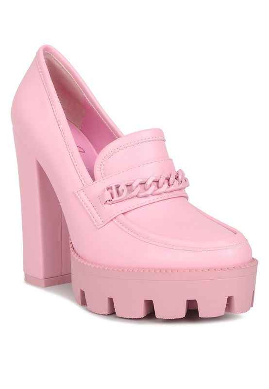 Corinne Chain Embellished Chunky Loafers
