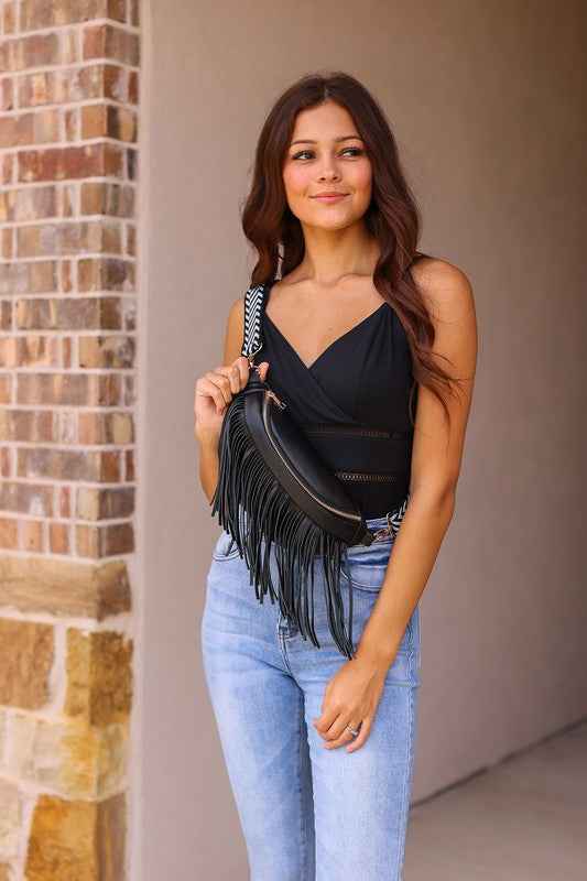 The Valentina Removable Fringe Crossbody Sling Bag
