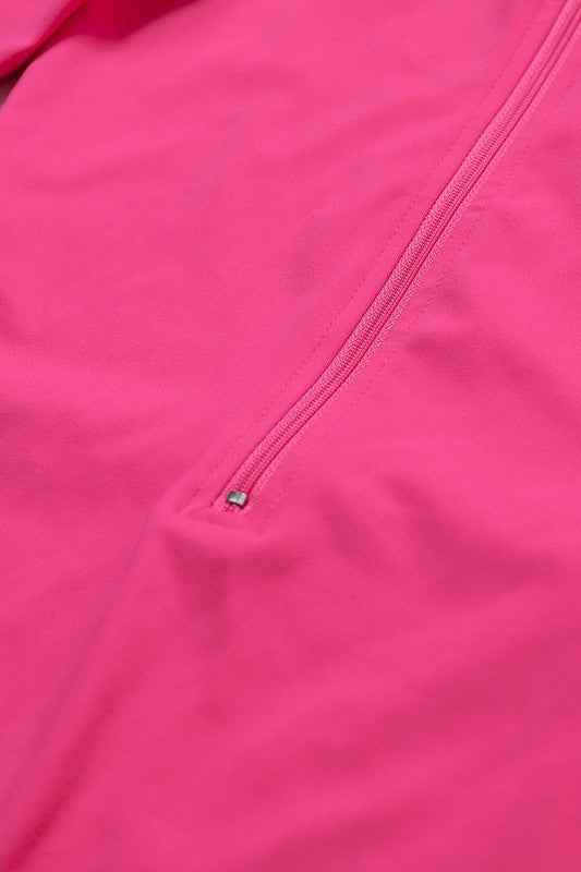 Solid zippered long-sleeved sports jumpsuit