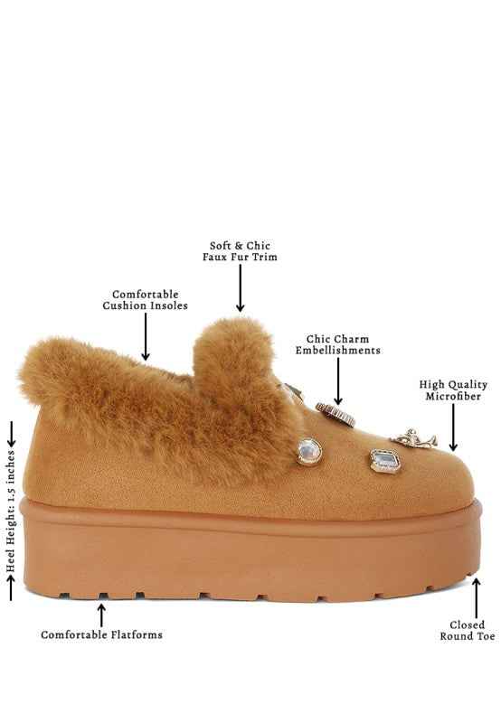 Zeta Charm Detail Slip On Snow Boots