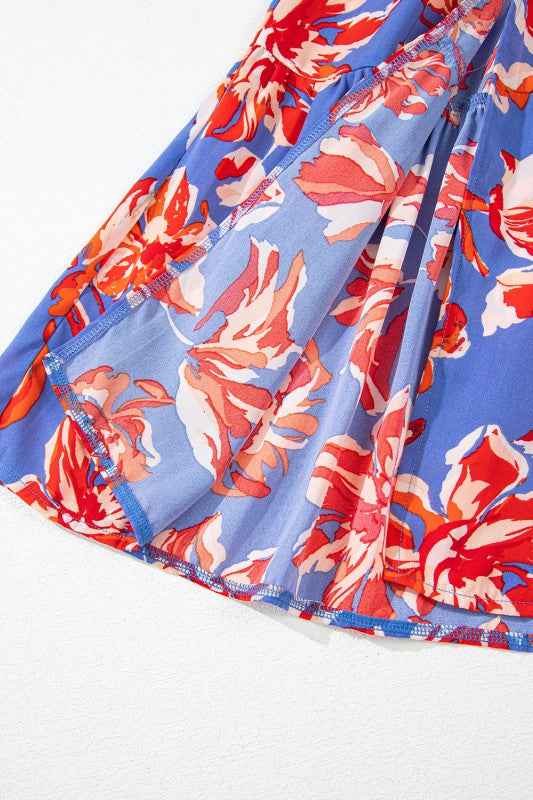 Boho Floral Tiered Side Slit Maxi Skirt