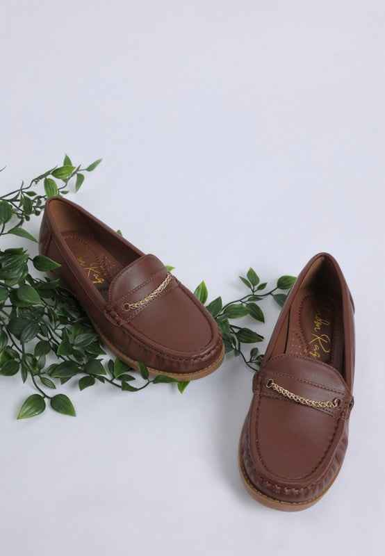 Nemunk Metallic Chain Detail Loafers
