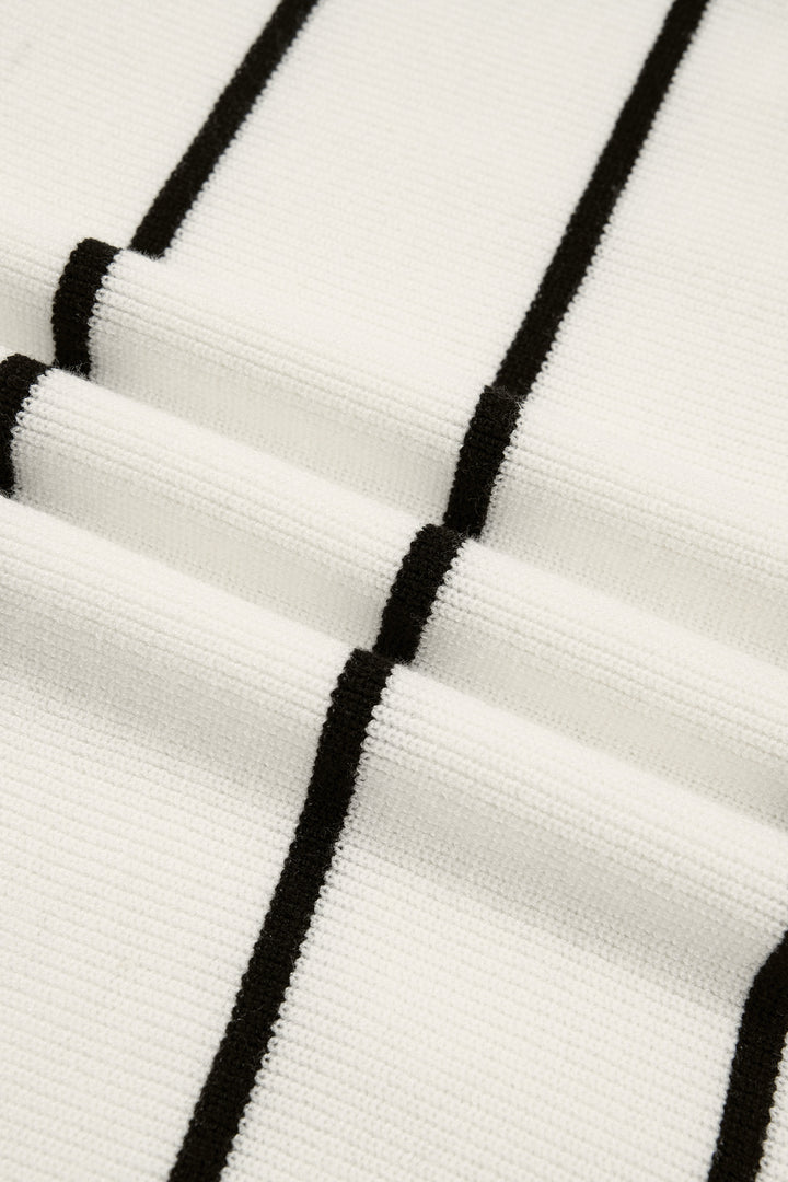 White Stripe Ribbed Knit Half Sleeve Loose Sweater Tee Dear-Lover Dropshipping