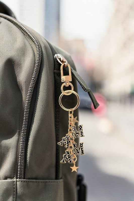 CHEETAH PRINT MAMA STAR LINK DROP KEYCHAIN