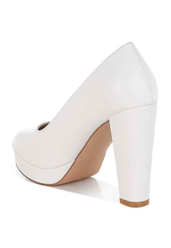 Damsor Faux Leather Block Heel Pumps